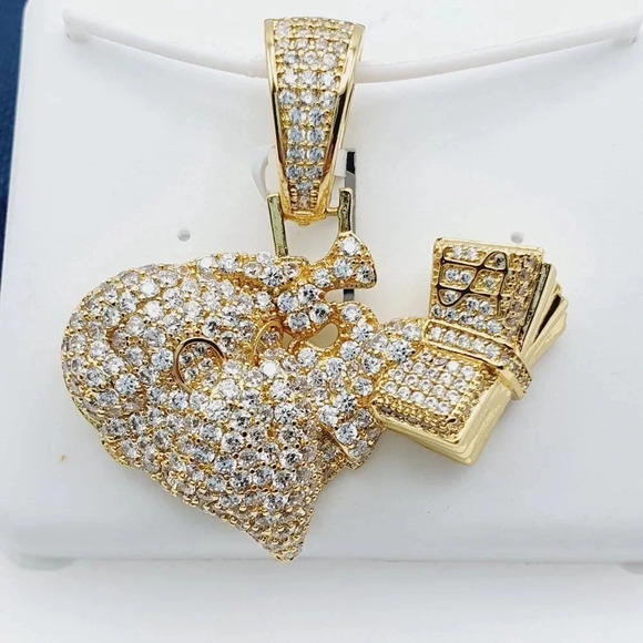 "14K Gold Plated Cubic Zircon Pendant, EVBRS362 - Picture 1 of 10